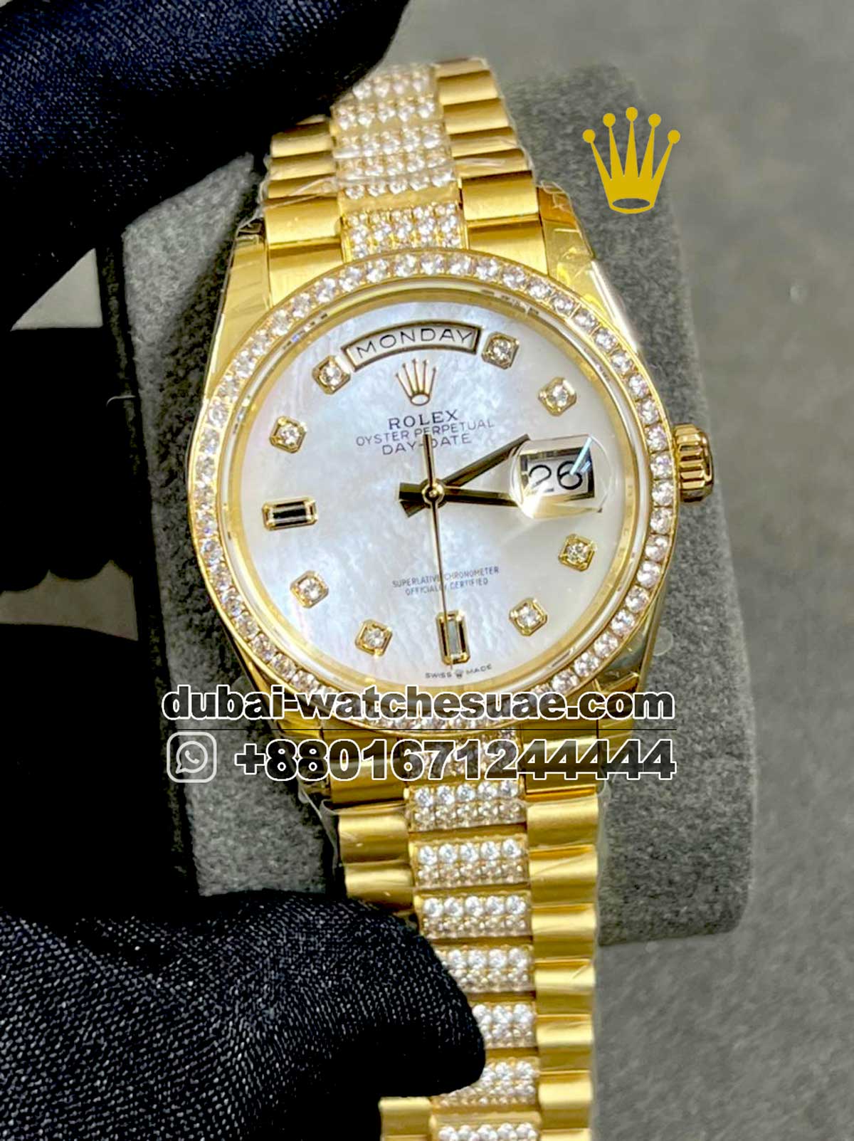 107.1 Copy Rolex day date diamond 36mm yellow gold
