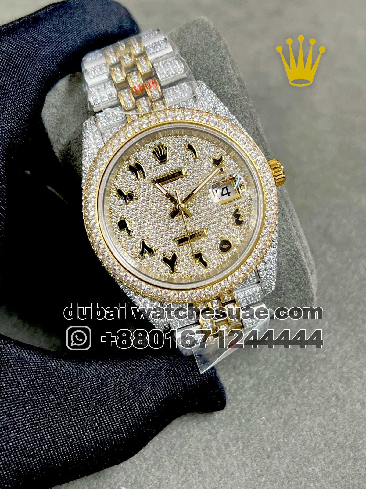 99.1 Copy Rolex Datejust 41mm 126301 Gold and Stainless Steel Fully Iced Out
