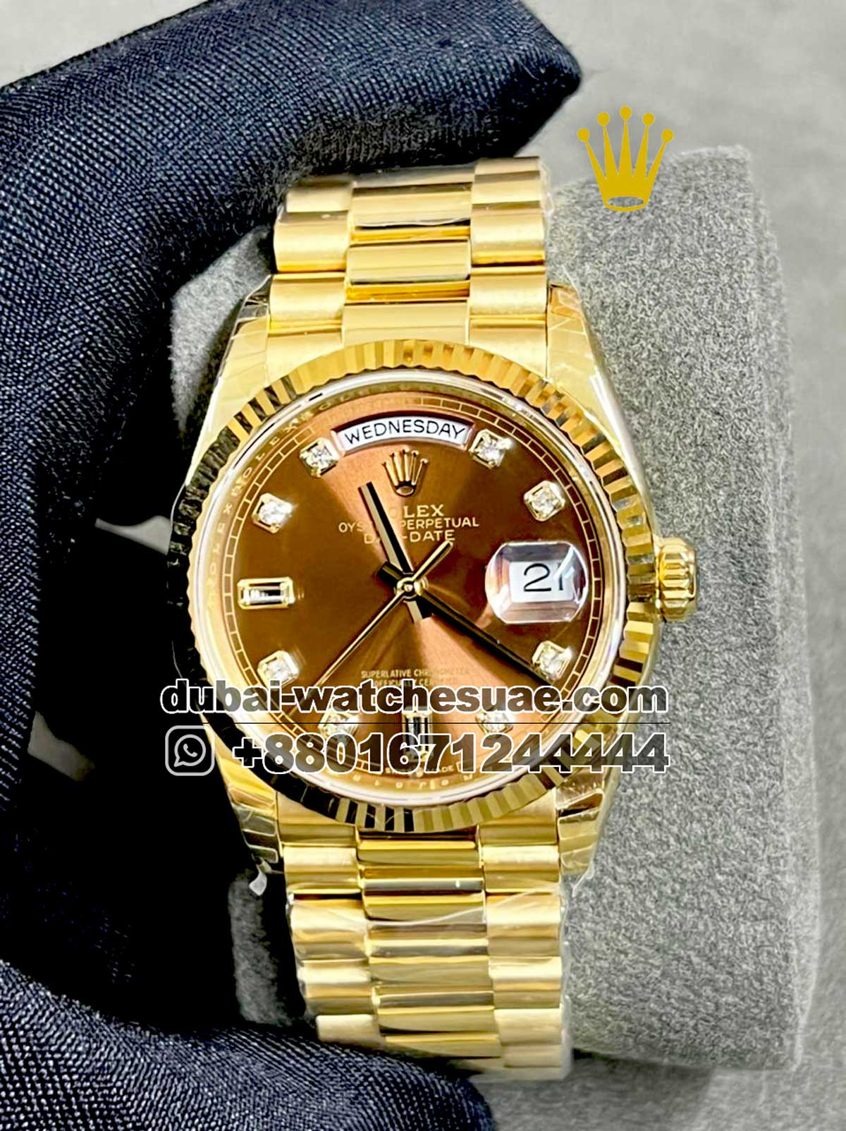 49.1 Copy Rolex 36 MM Day Date Copy Watch in Dubai, Rose Gold Face