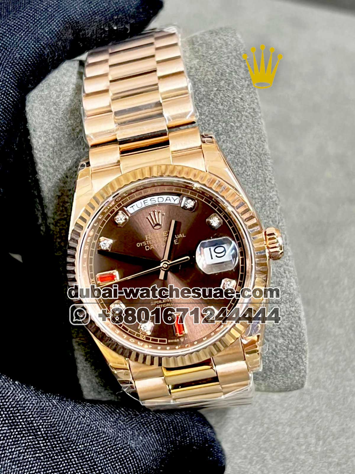 51.1 Copy Rolex 36 mm Day Date Dark Brown face