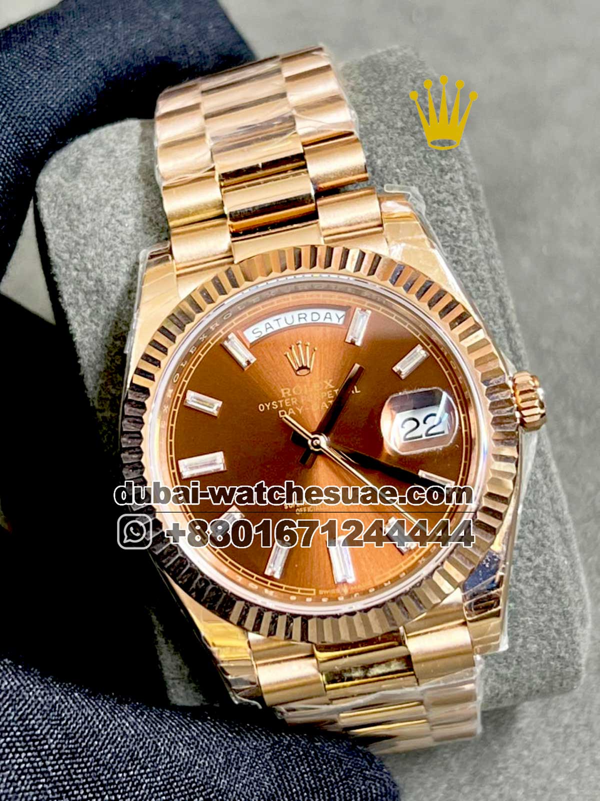 64.1 Copy Rolex 40 mm Day date ,Rose gold face