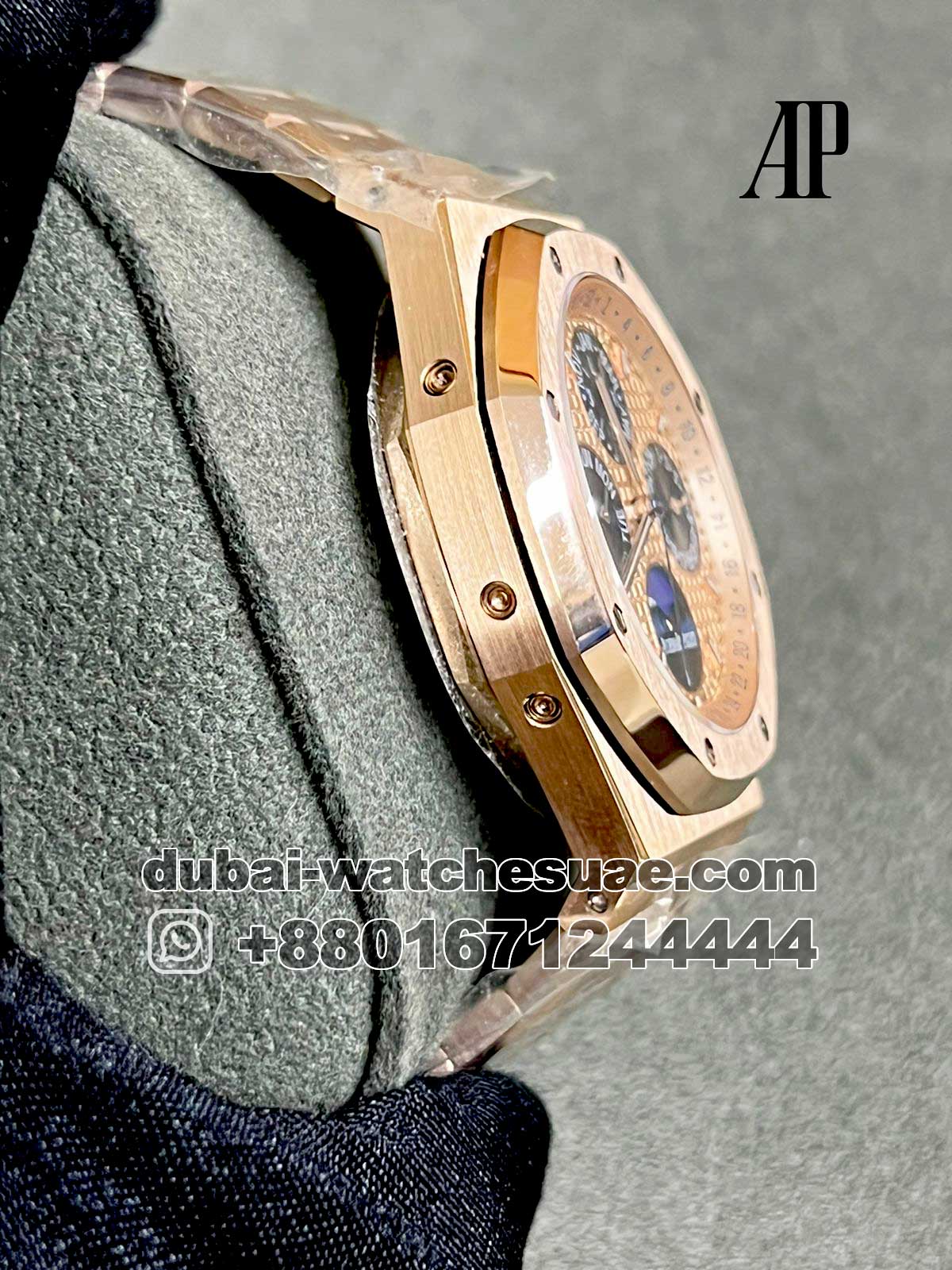 69.2 copy Audemars Piguet Royal Oak Perpetual Calendar 41mm Rose gold dial Blue Sub Dial Moonphase