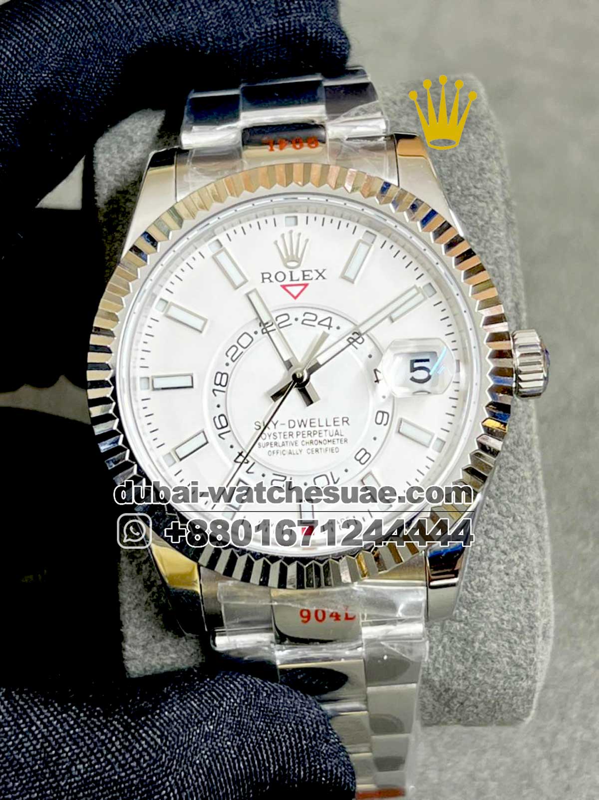 133.1 Copy Rolex Oyster Sky-Dweller Steel Dial 42 mm White