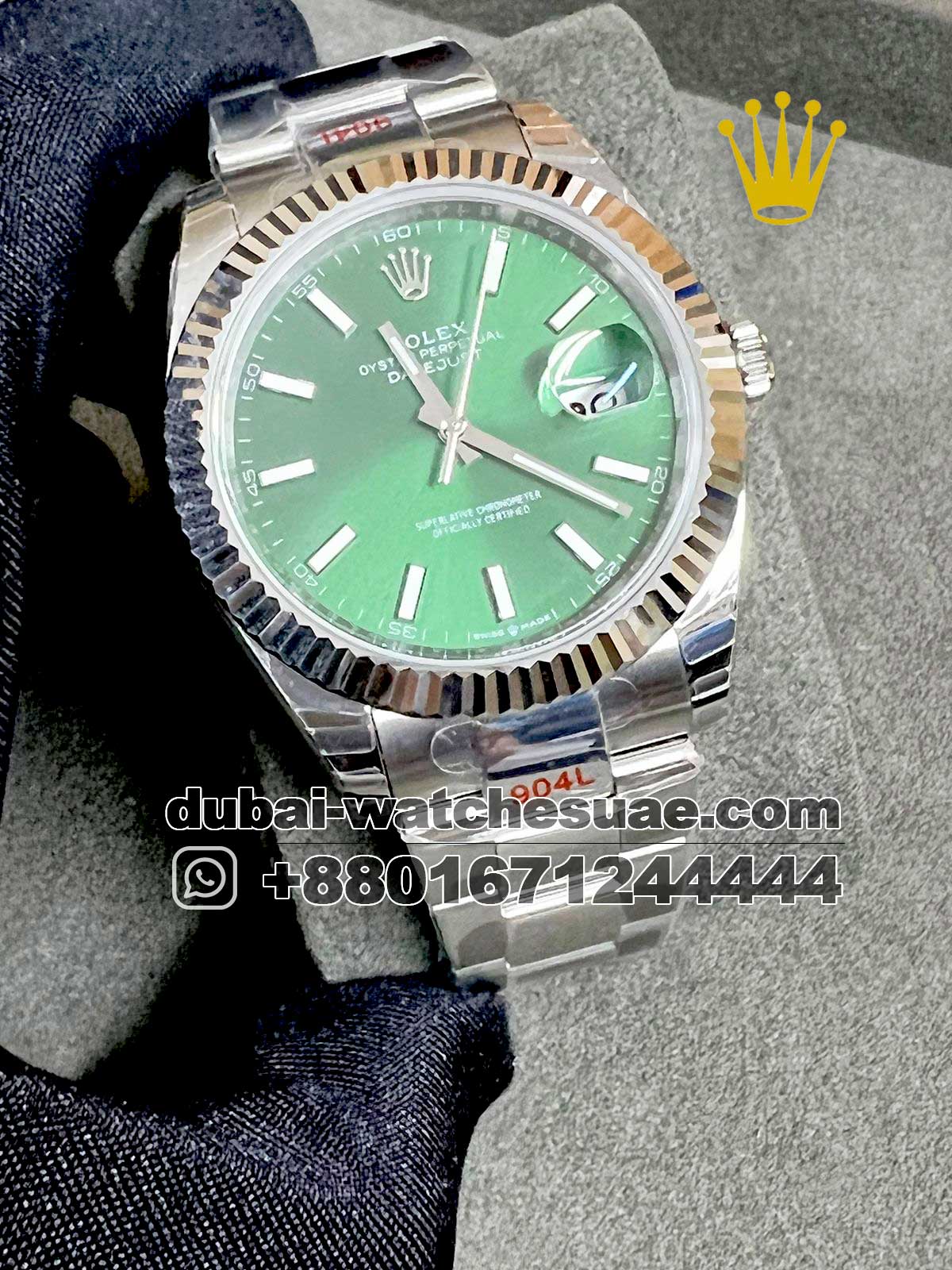 87.1 Copy Rolex Date Just 41 mm Green, Oyster