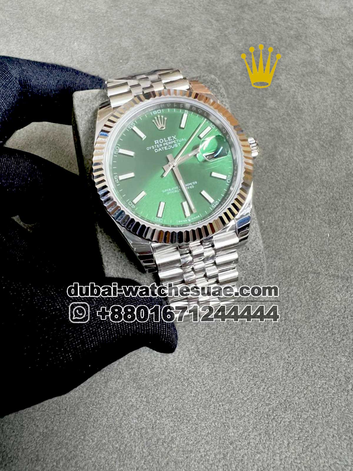 88.1 Copy Rolex Date Just 41 mm Green,Fluted,Jubilee