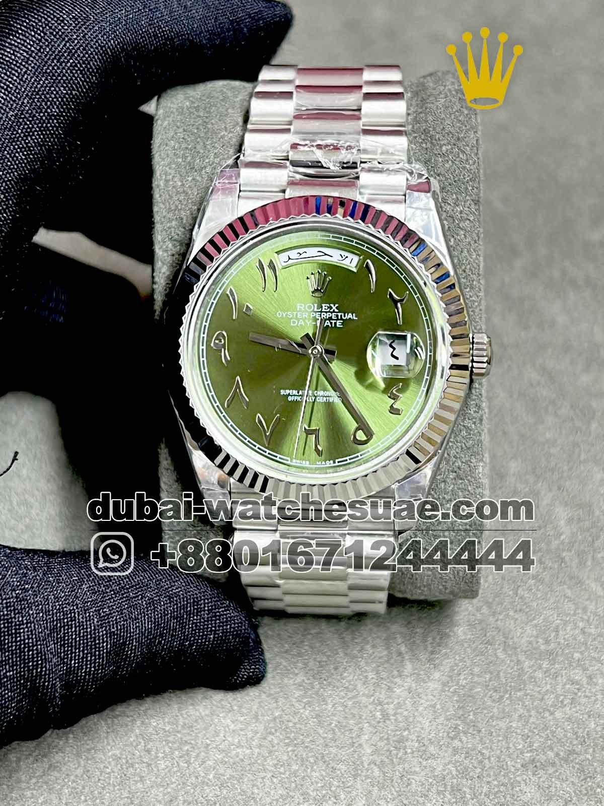 r16-a Copy Rolex 40 mm Day date , Green face, Arabic dial