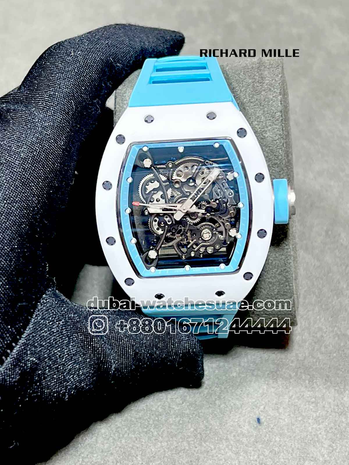7-a copy Richard Mille RM 055 Bubba Waston Asia Blue Limited Edition