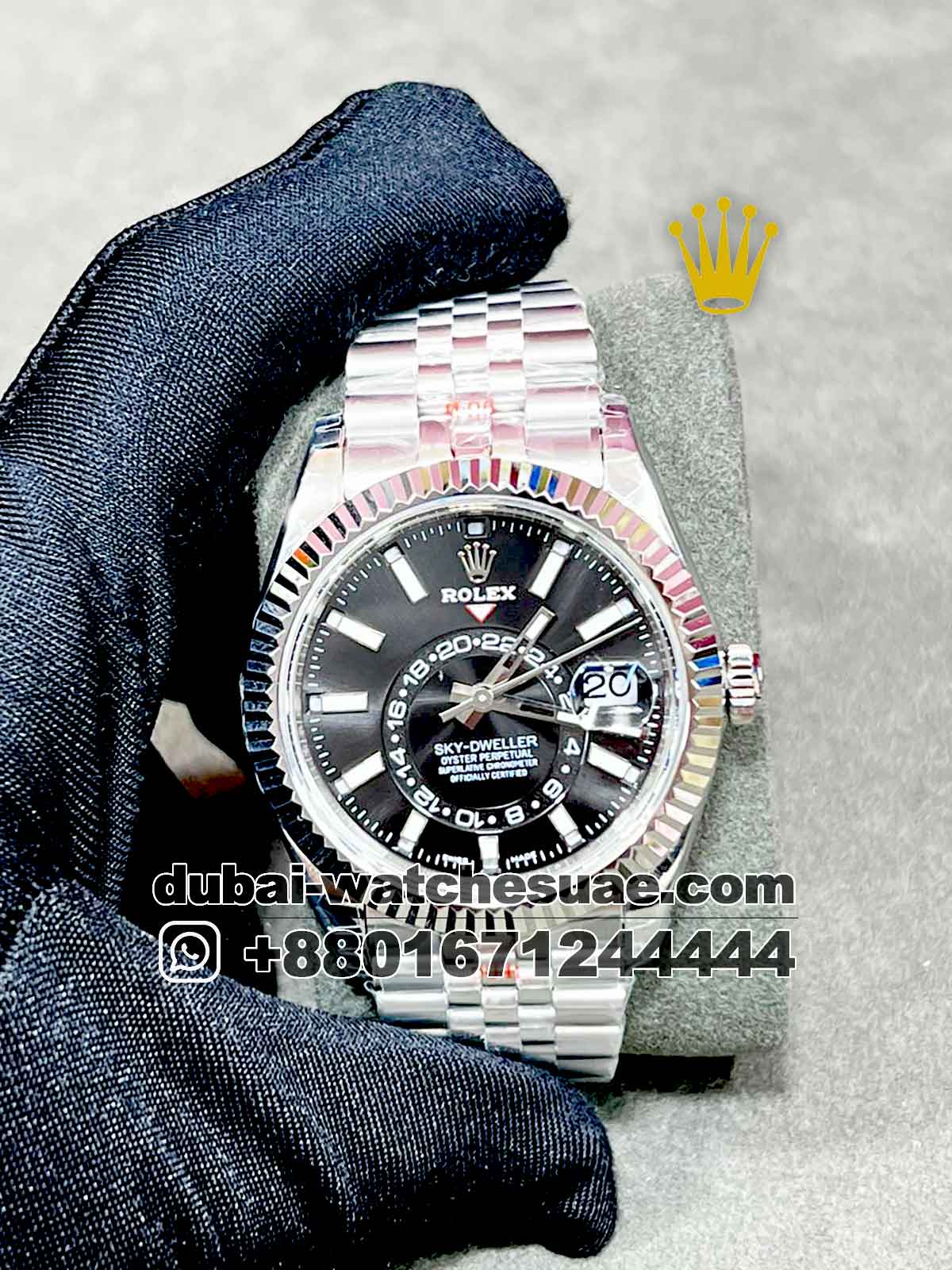 12-a copy Rolex SKY-DWELLER Jubilee, Black dial, 42 mm
