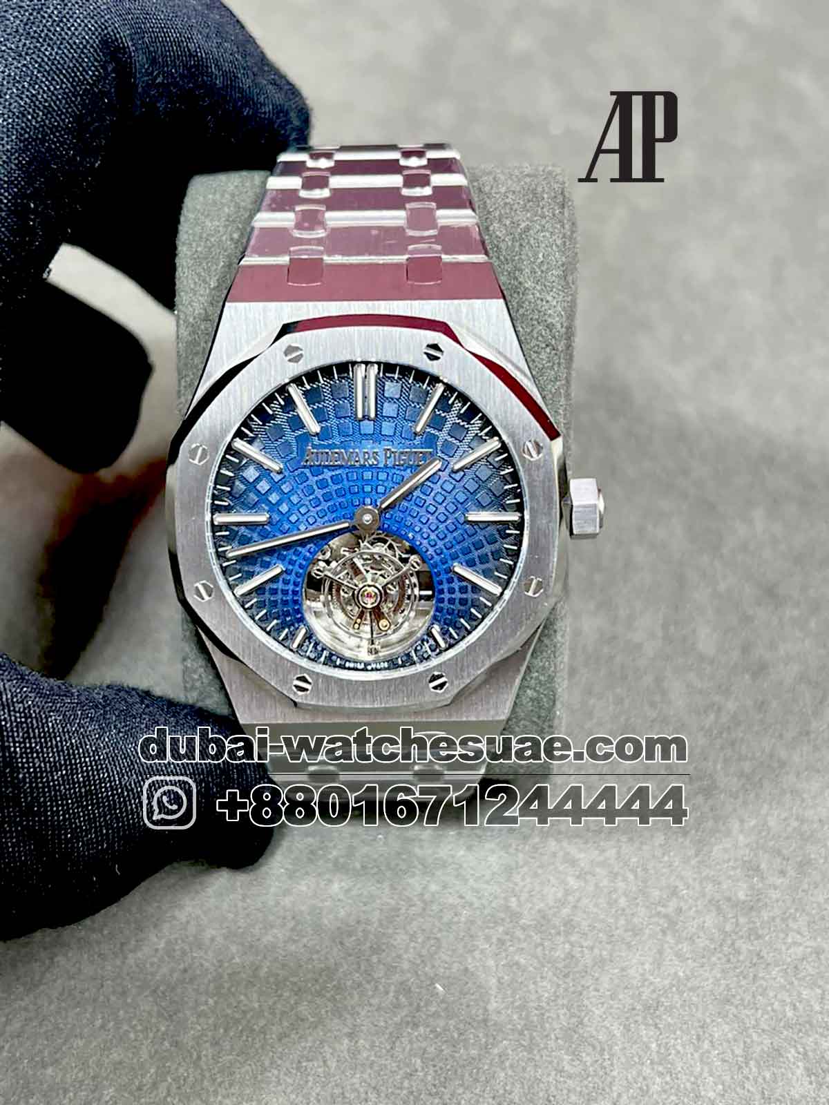 2-a copy AUDEMARS PIGUET Royal Oak Selfwinding Flying Tourbillon Blue Dial Stainless Steel