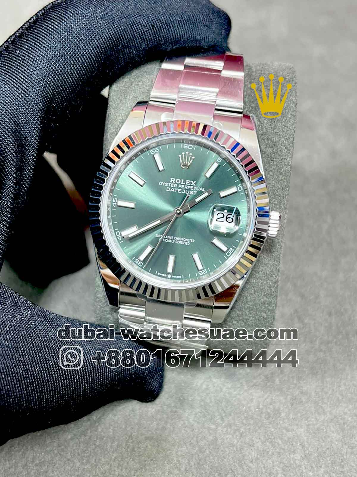 3-a copy Rolex 41 mm Date Just , Olive Green face,Oyster Bracelet,Superclone