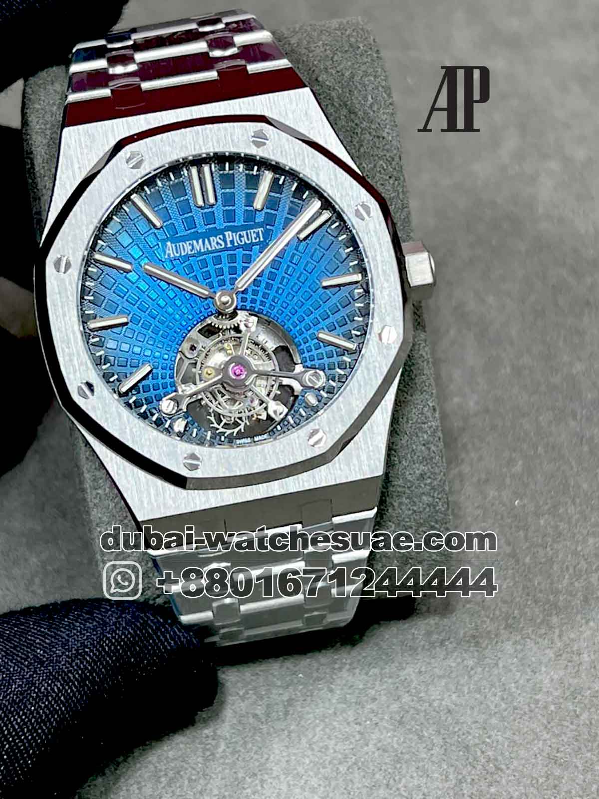 4-a copy AP Royal Oak Selfwinding Flying Tourbillon Blue Dial Stainless Steel Superclone