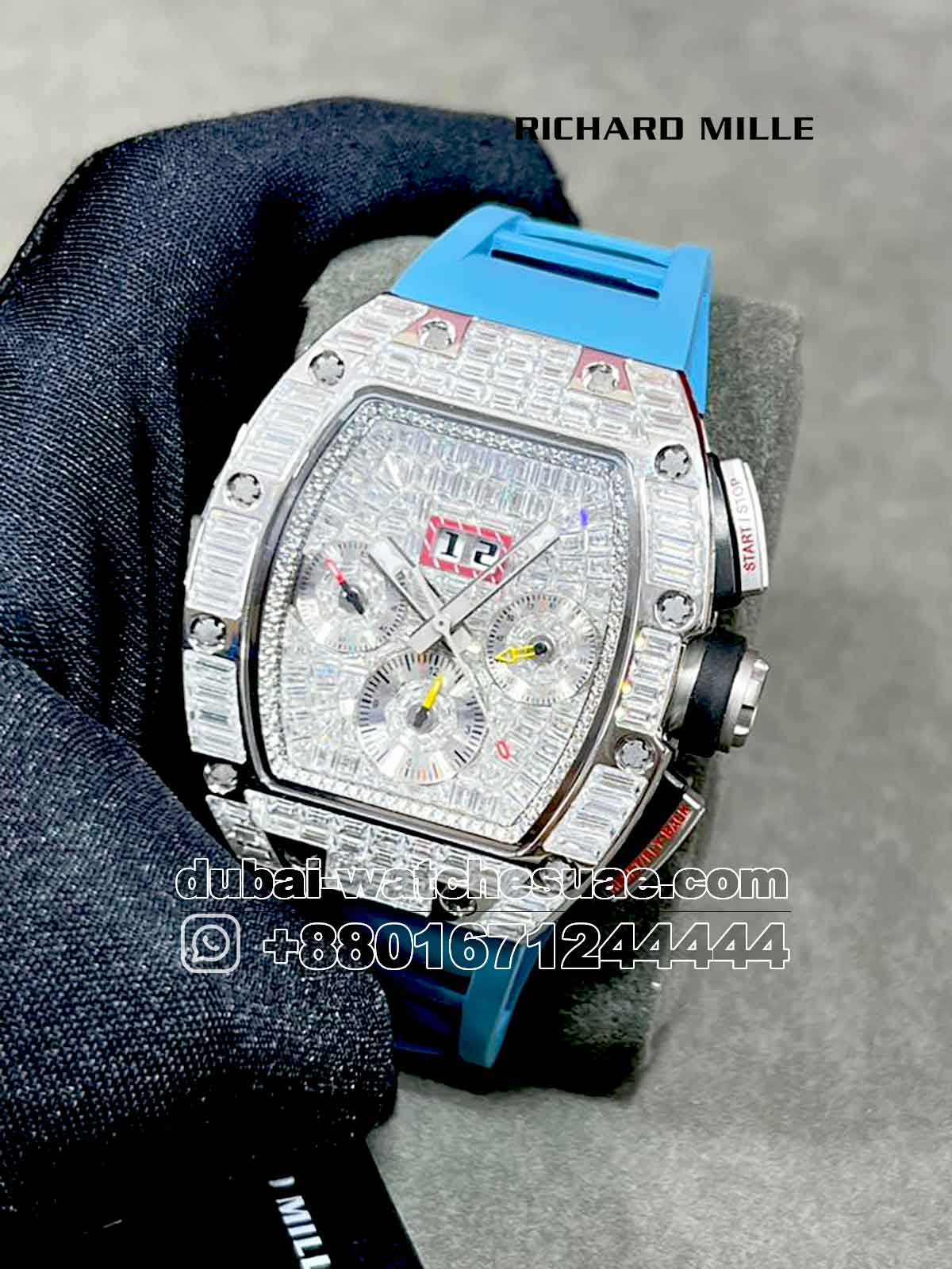 1-a copy Richard Mille RM 011 Aftermarket Iced Out