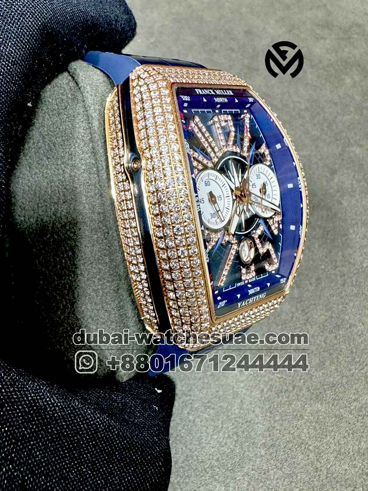 AAA Franck Muller Yachting Iced Rose Gold and Blue AAA Franck Muller Yachting Iced Rose Gold and Blue