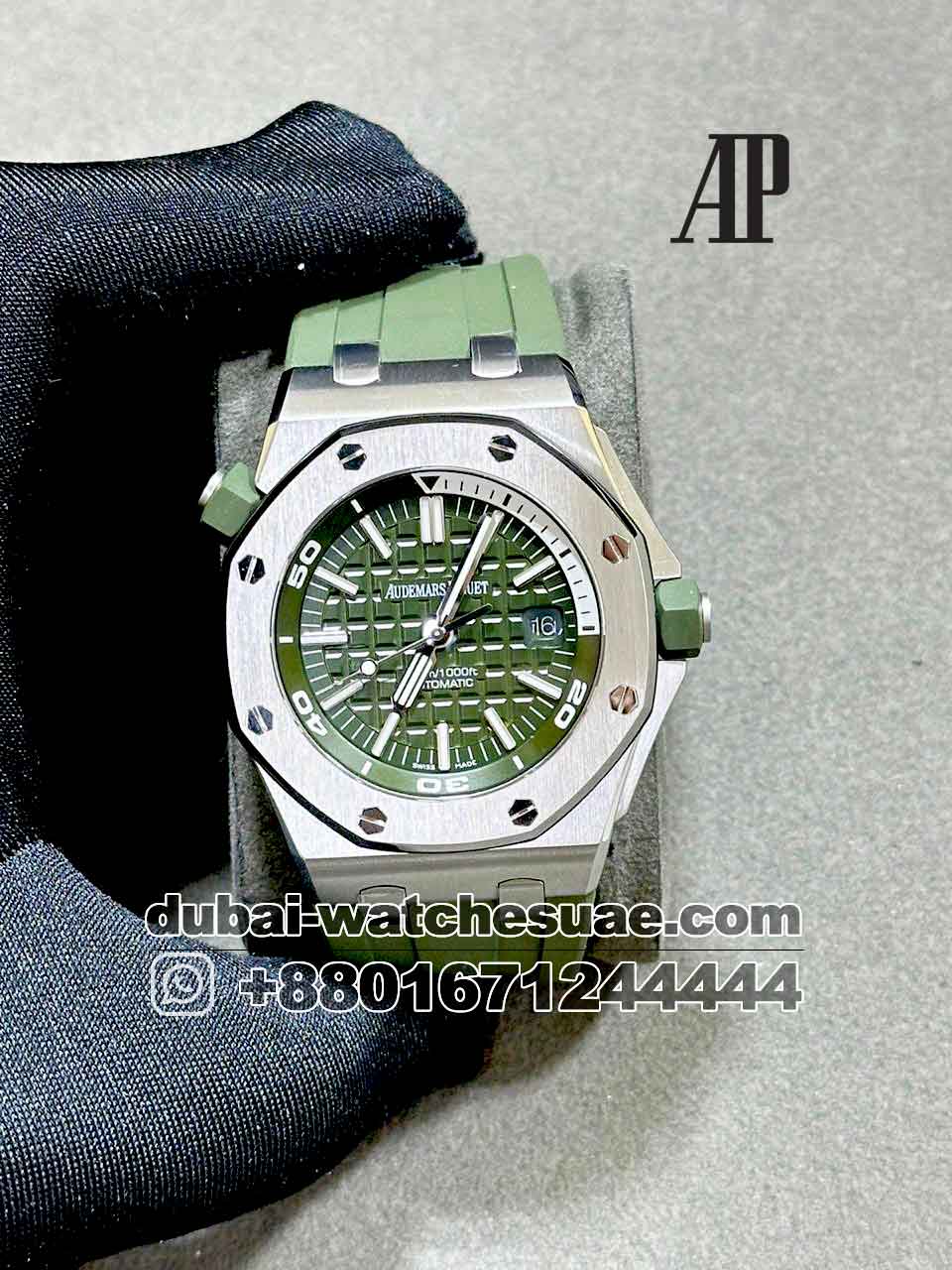 Superclone Audemars Piguet Royal Oak Offshore Diver 41 mm Green Dial With Green Superclone Audemars Piguet Royal Oak Offshore Diver 41 mm Green Dial With Green