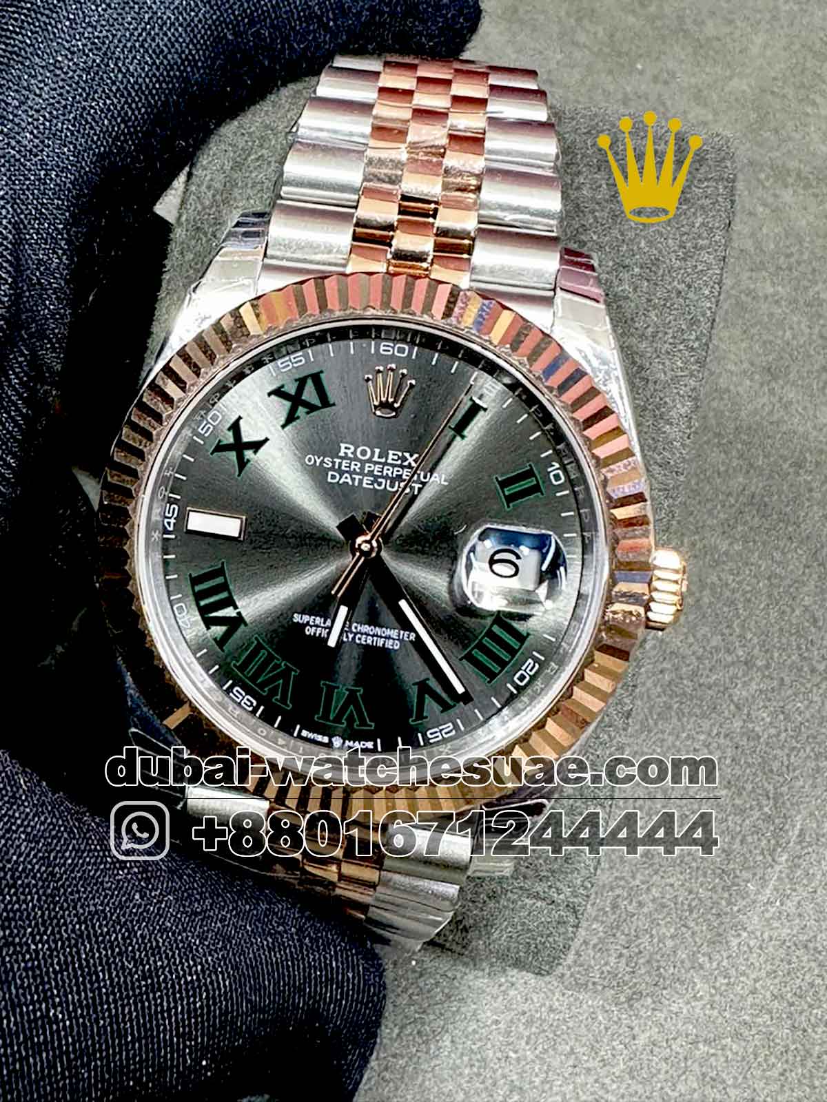 Copy Rolex 41 mm Wimbledon Date Just Gray face Two Tone Copy Rolex 41 mm Wimbledon Date Just Gray face Two Tone