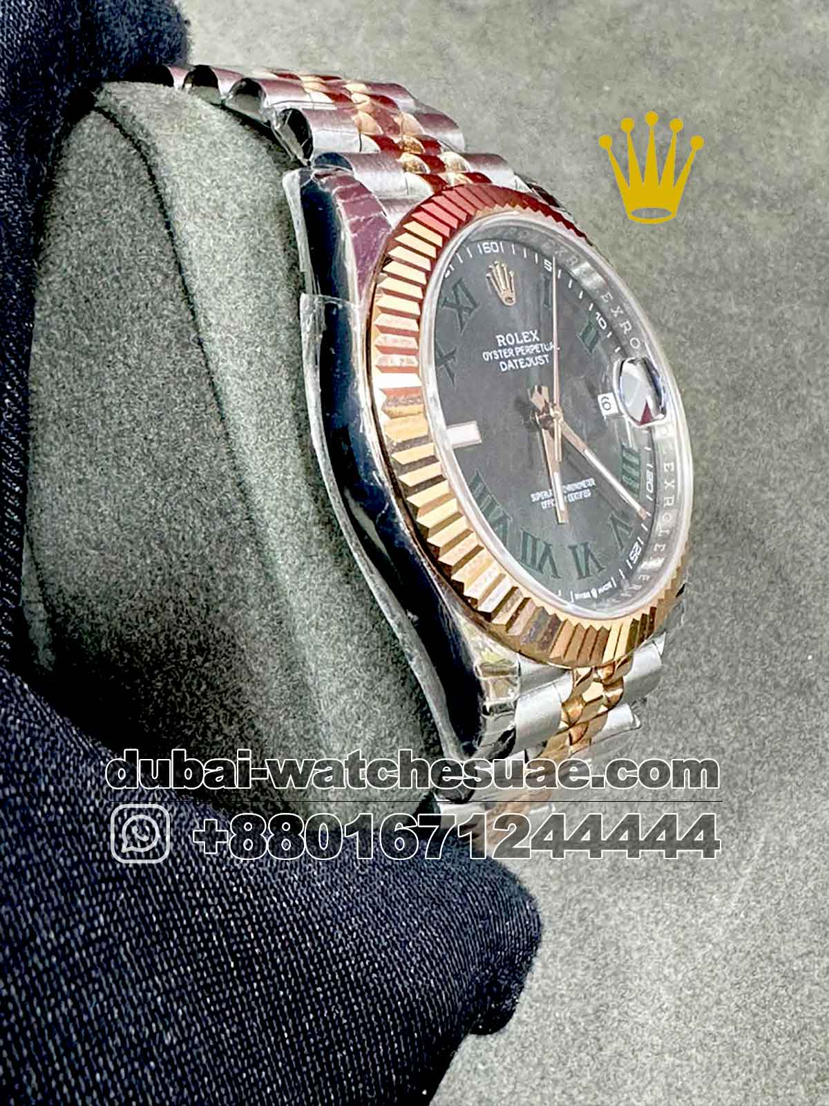 Replica Rolex 41 mm Wimbledon Date Just Gray face Two Tone Replica Rolex 41 mm Wimbledon Date Just Gray face Two Tone