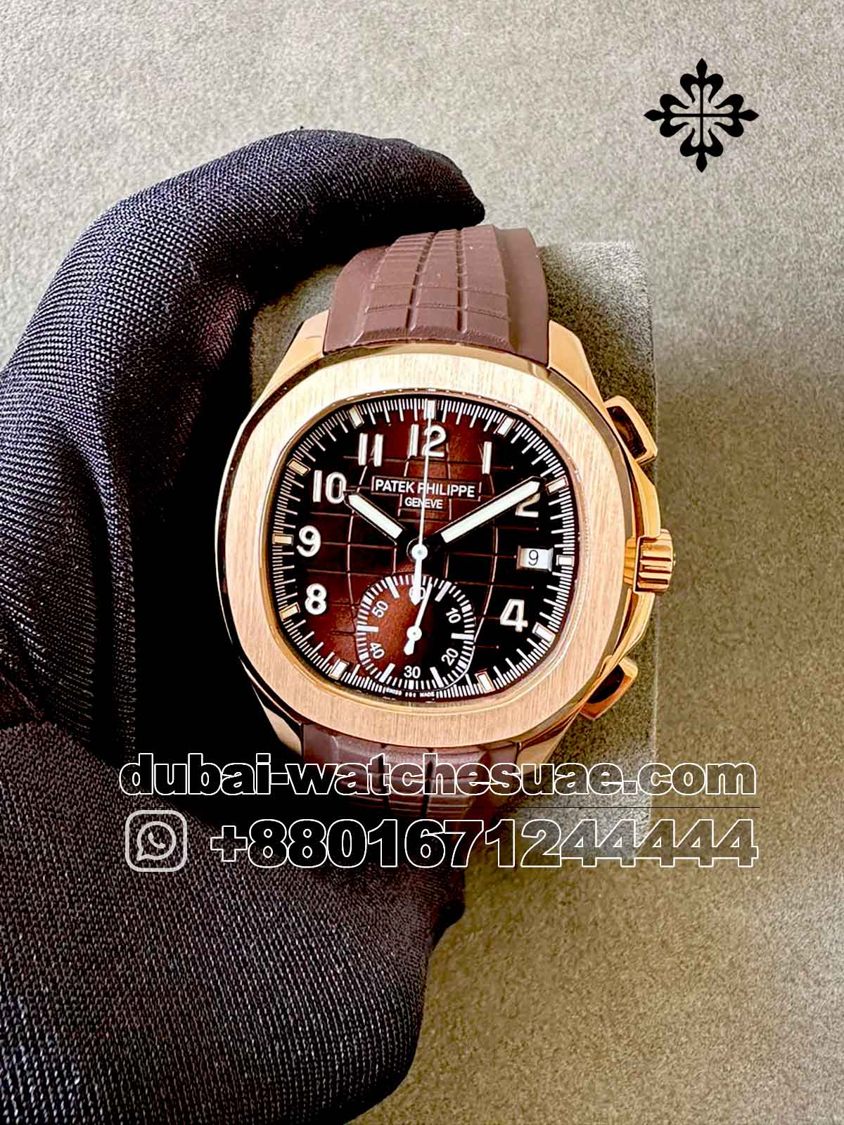 Copy Patek Philippe Aquanaut 5968 R Brown Dial Chrono with Brown Rubber Strap Patek Philippe Aquanaut 5968r Replica with brown rubber strap