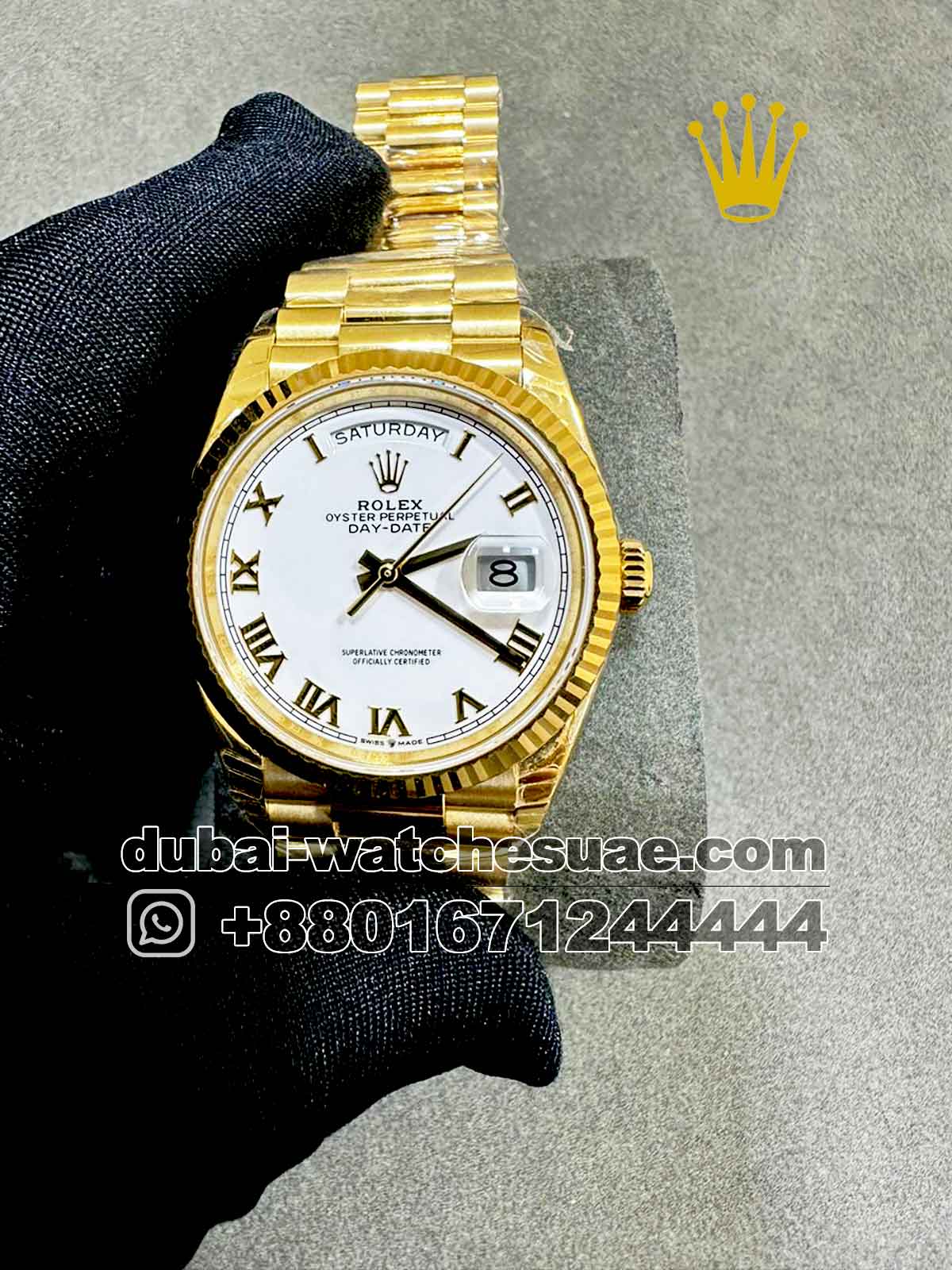 Copy Rolex 36 mm Day date White Dial Roman Numeric With Flutted Bezel Copy Rolex 36 mm Day date White Dial Roman Numeric With Flutted Bezel