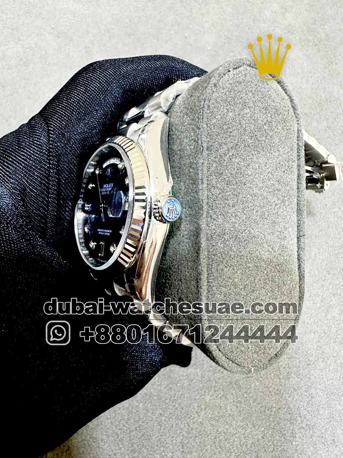 AAA Rolex 36 mm Day date Blue Dial Stoned Numeric With Flutted Bezel AAA Rolex 36 mm Day date Blue Dial Stoned Numeric With Flutted Bezel