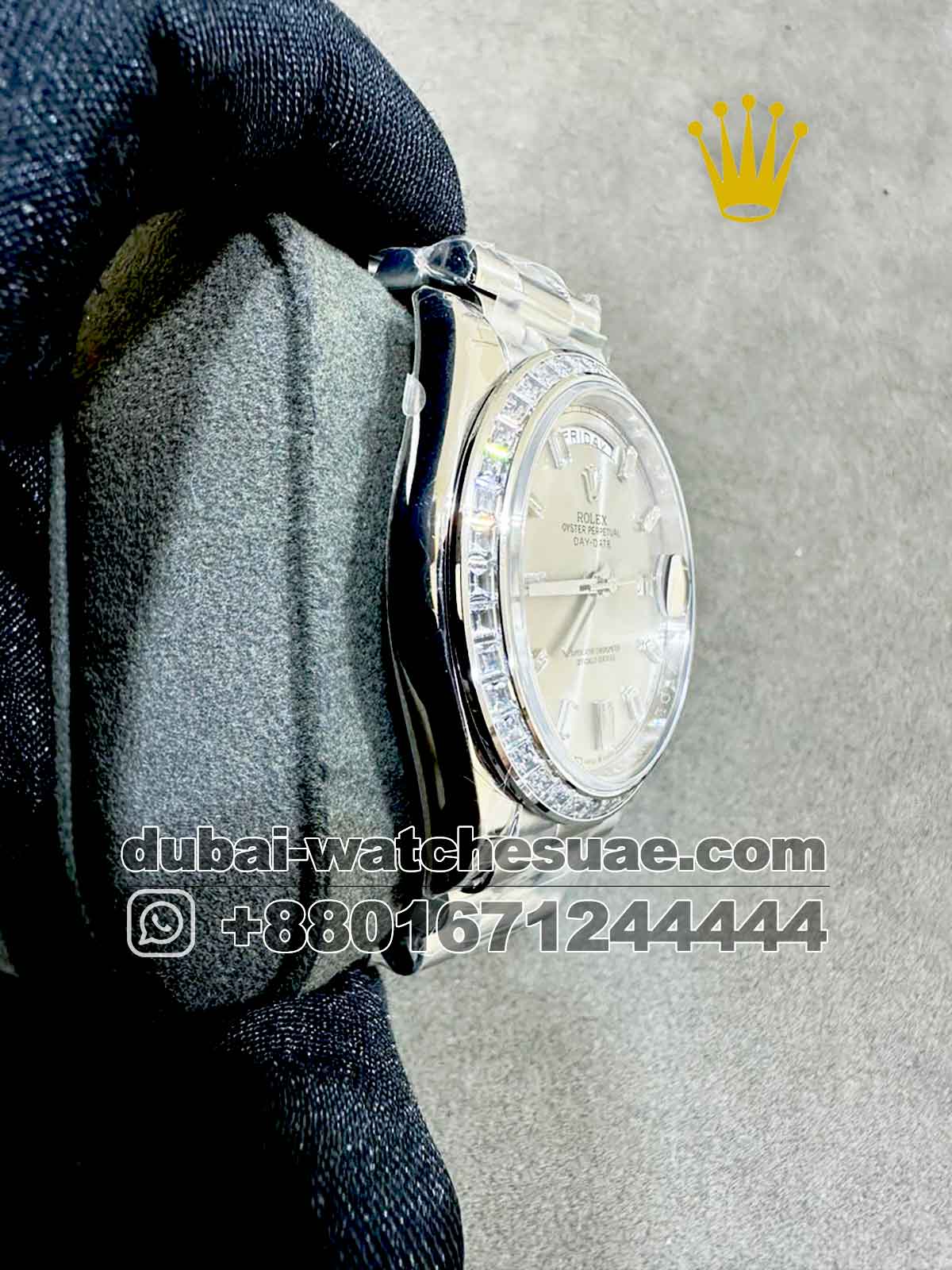 Replica Rolex Day-Date 40mm Gray Dial With Stoned Bezel Replica Rolex Day-Date 40mm Gray Dial With Stoned Bezel