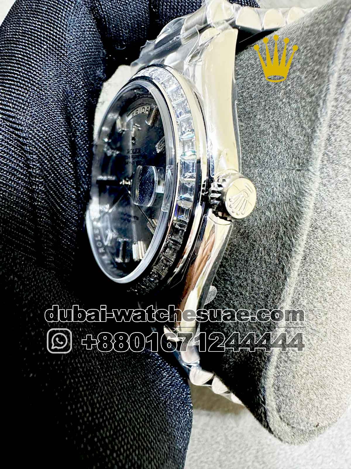 AAA Rolex Day-Date 40mm Gray Dial With Stoned Bezel AAA Rolex Day-Date 40mm Gray Dial With Stoned Bezel