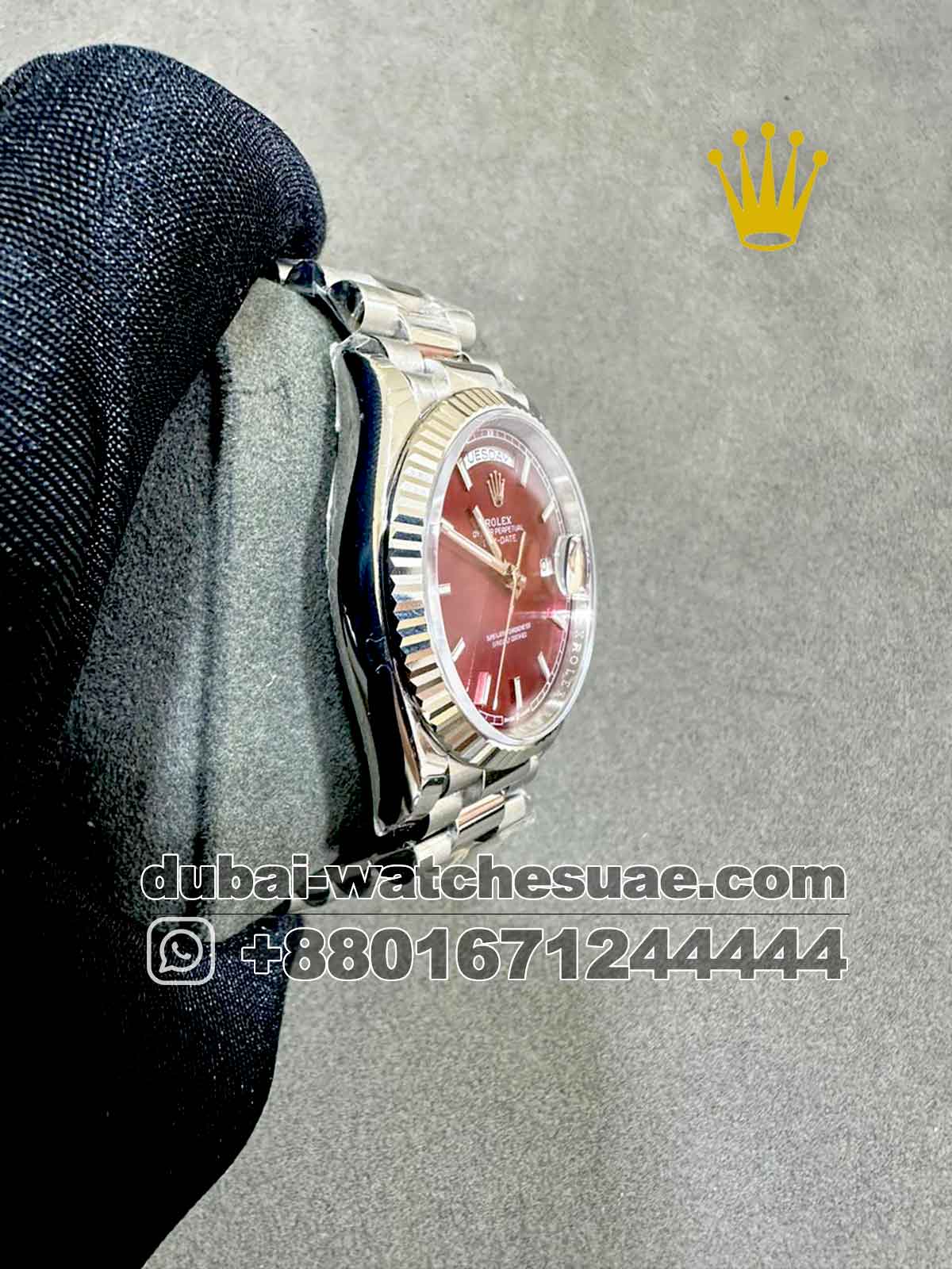 AAA Rolex 36 mm Day date Ruby Dial Flutted Bezel AAA Rolex 36 mm Day date Ruby Dial Flutted Bezel