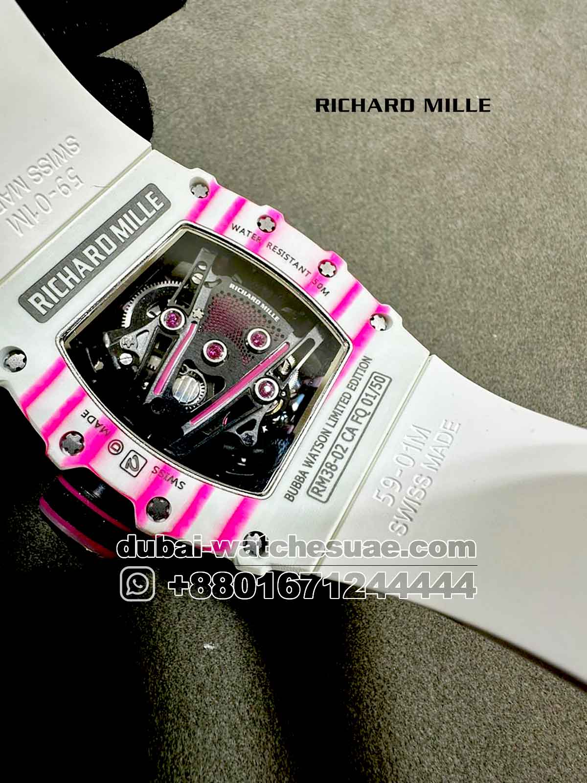 Replica Richard Mille RM 38-02 Tourbillon Super Slim White and Pink Replica Richard Mille RM 38-02 Tourbillon Super Slim White and Pink