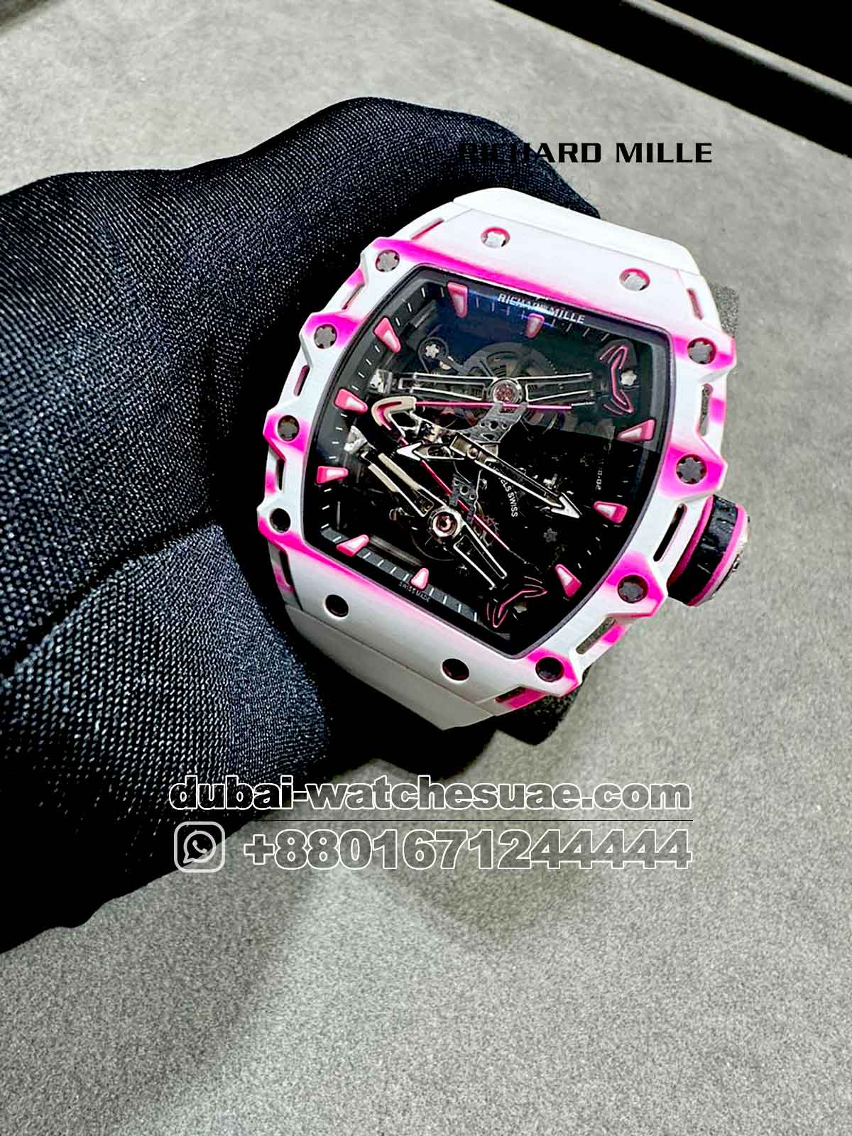 Superclone Richard Mille RM 38-02 Tourbillon Super Slim White and Pink Superclone Richard Mille RM 38-02 Tourbillon Super Slim White and Pink