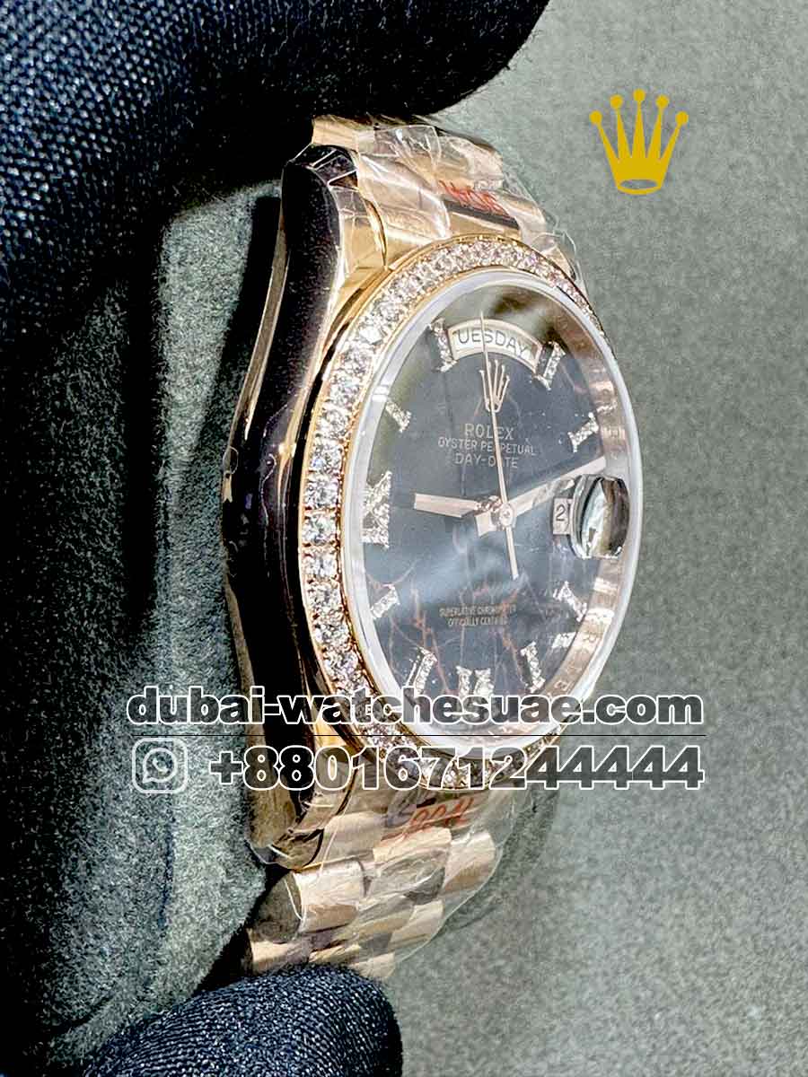 Replica Rolex 36 mm Day date Rose Gold Eisenkiesel dial With Roman Numeral Replica Rolex 36 mm Day date Rose Gold Eisenkiesel dial With Roman Numeral