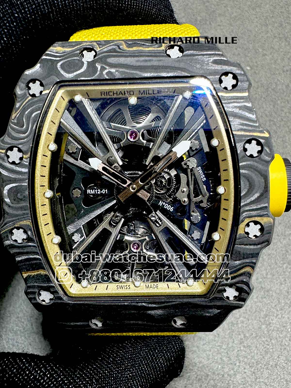 1-a Copy RM 12-01 Rafael Nadal Limited Edition With Yellow Velcro Strap