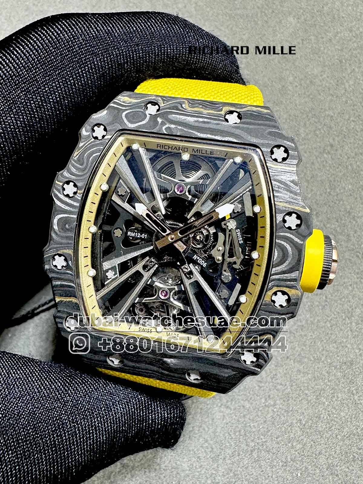 1-b Replica RM 12-01 Rafael Nadal Limited Edition With Yellow Velcro Strap