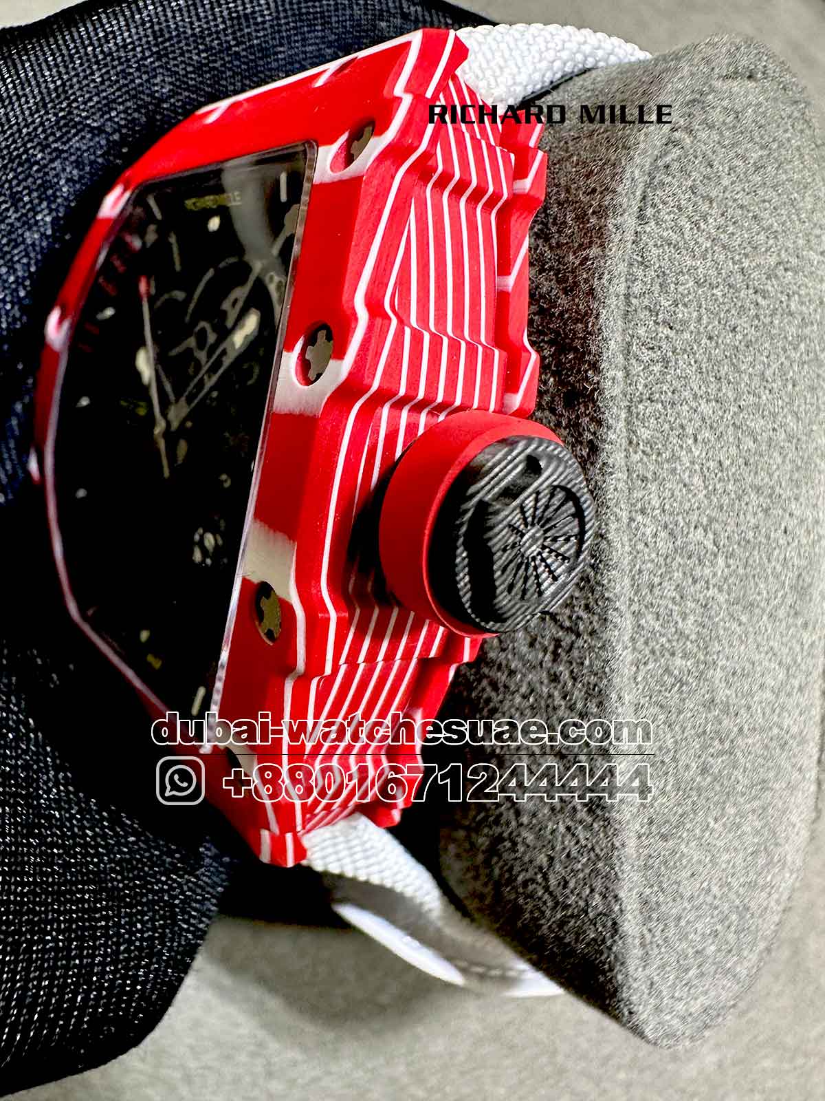 13-c AAA Richard Mille Rafa Red RM 35-02 With White Velcro Strap