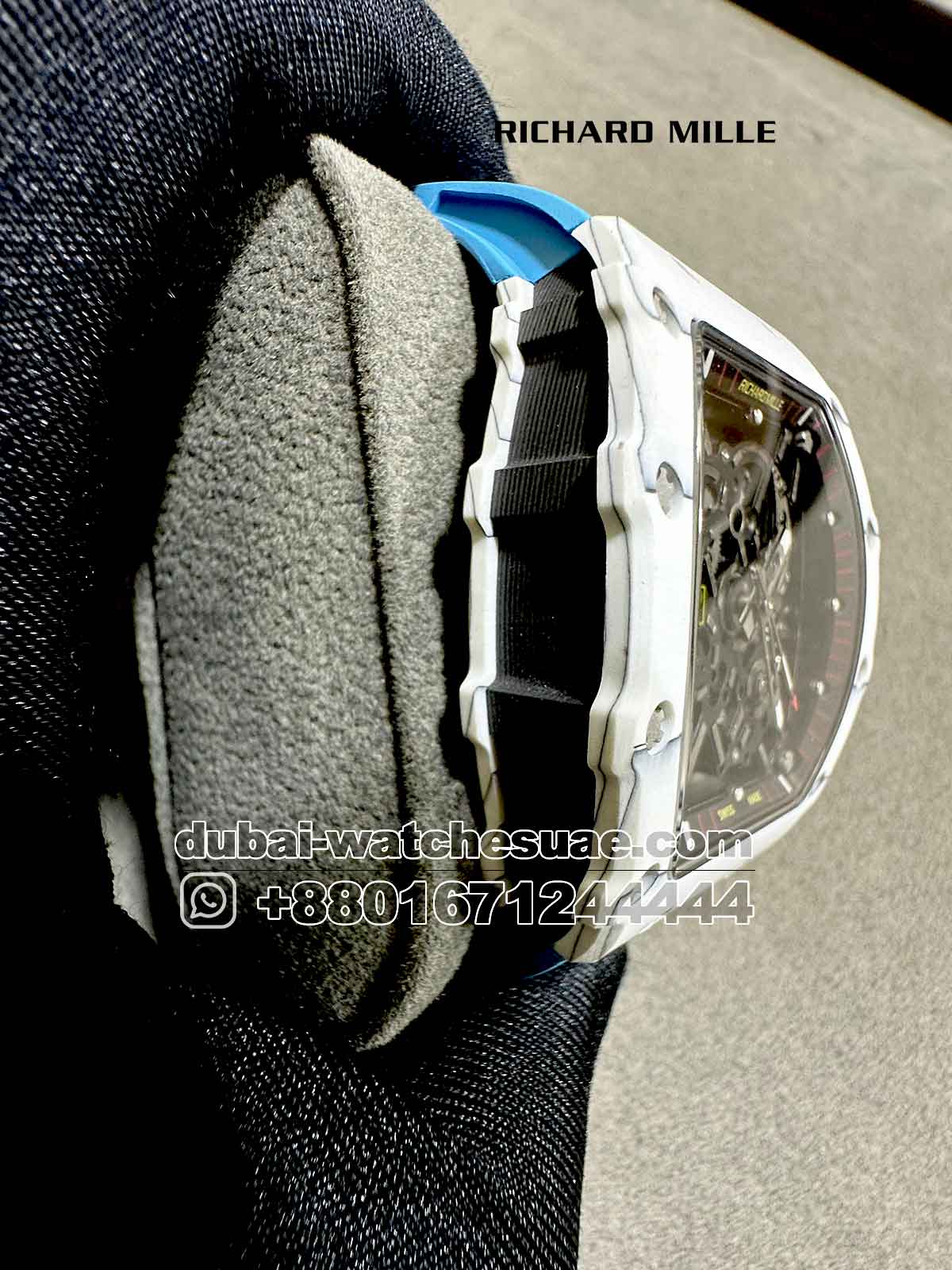 14-b AAA Richard Mille Rafa White RM 35-01 With Blue Rubber Strap