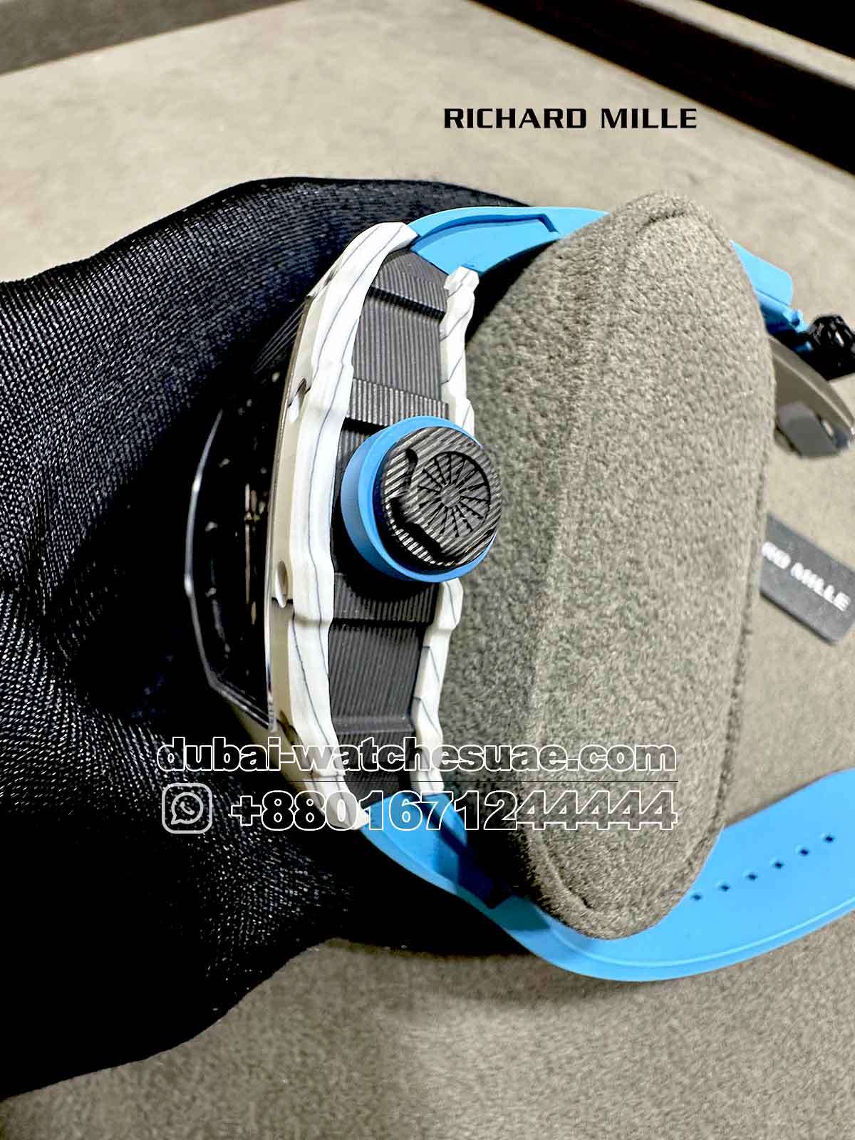 14-c Superclone Richard Mille Rafa White RM 35-01 With Blue Rubber Strap