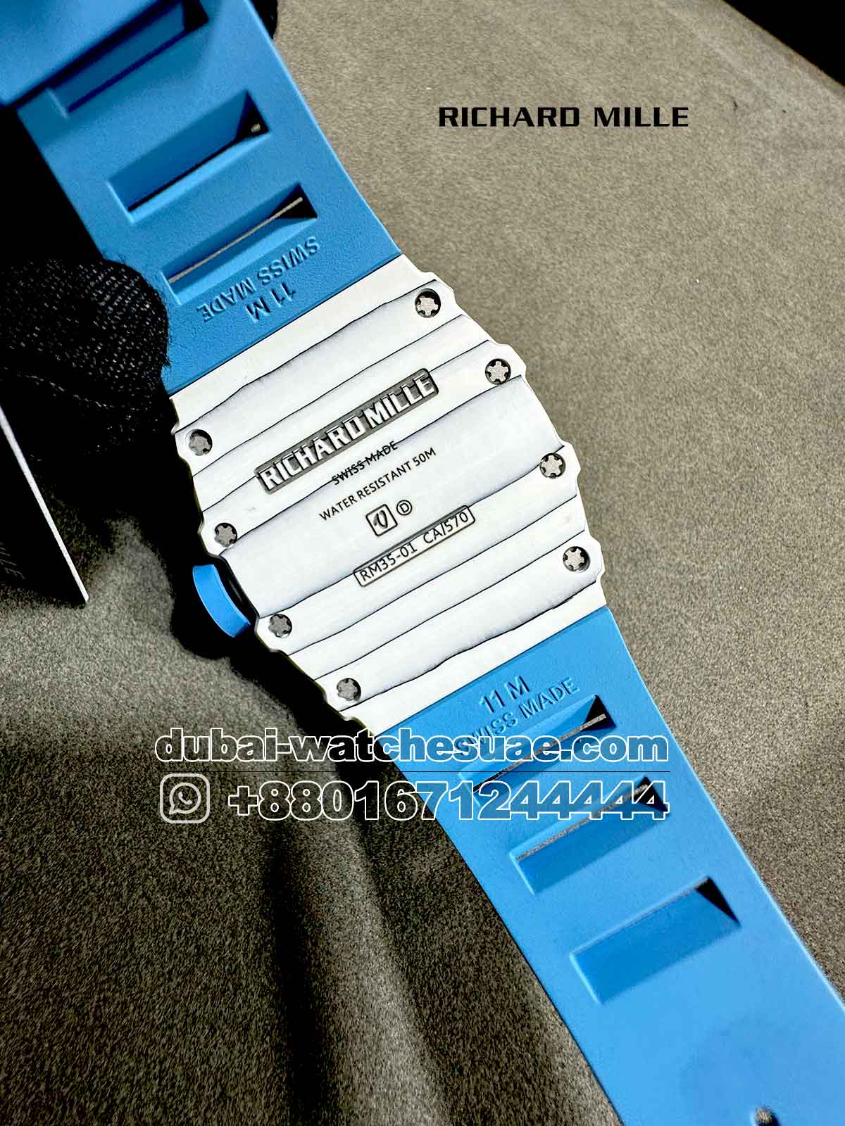 14-d Replica Richard Mille Rafa White RM 35-01 With Blue Rubber Strap