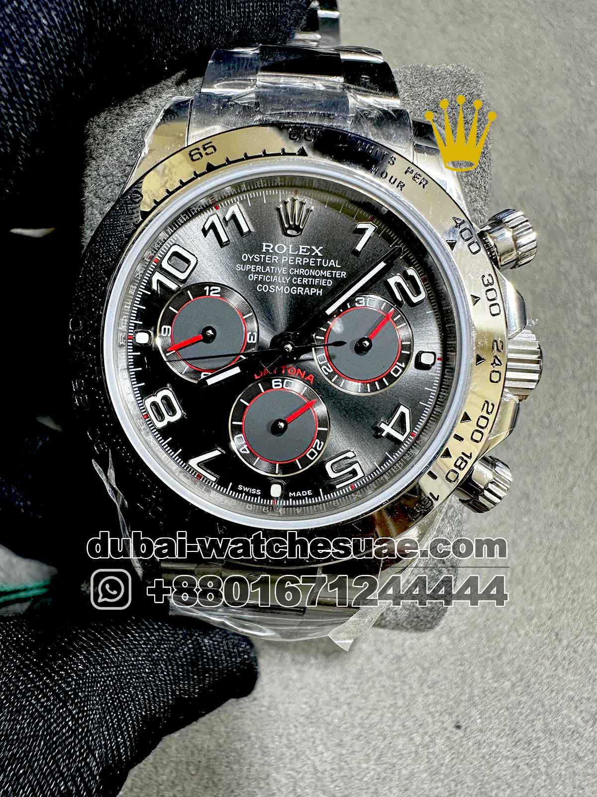 7-a Copy Rolex Daytona 40 mm Gray Dial With Big Numeric And Oyster Bracelet