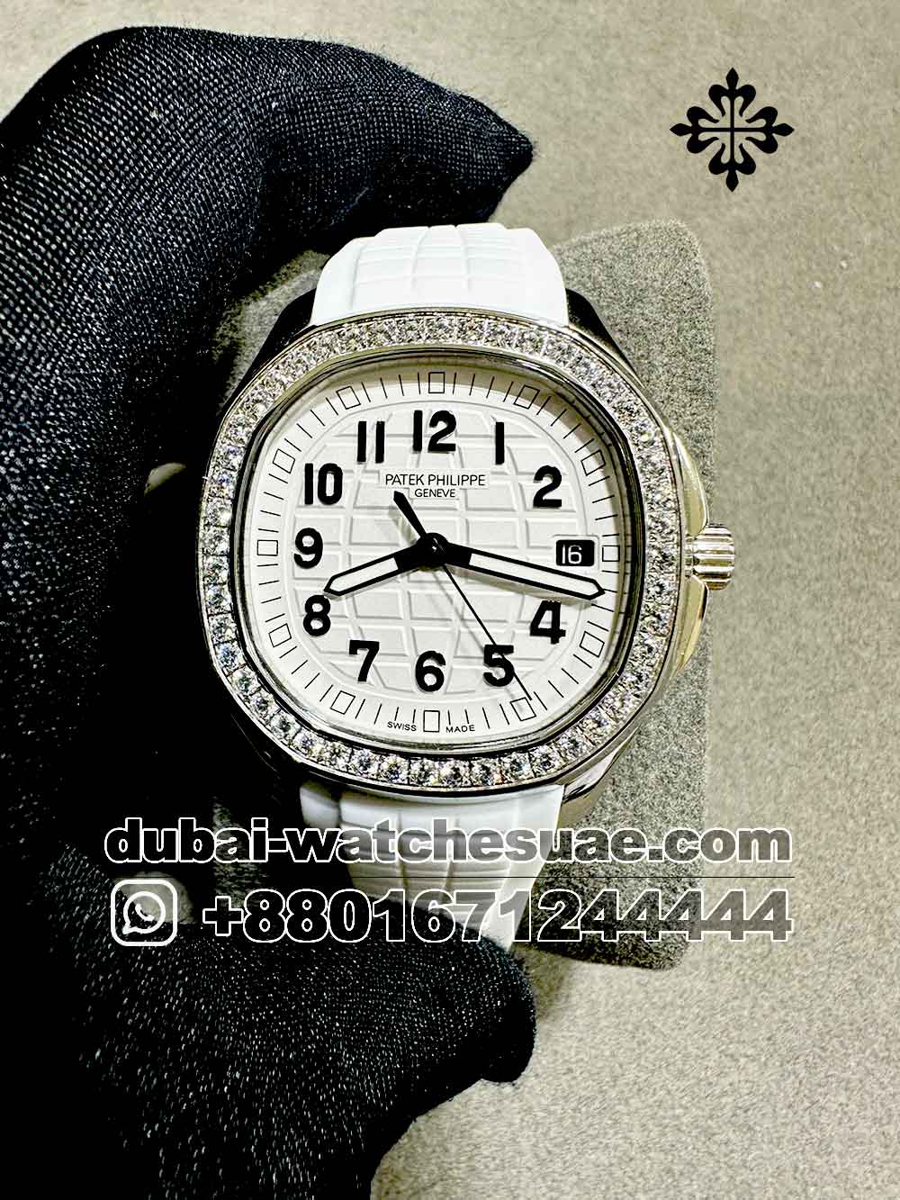4-a Copy Patek Philippe 5268/200R-001 Silver Bezel With Zircon Stone and White Dial