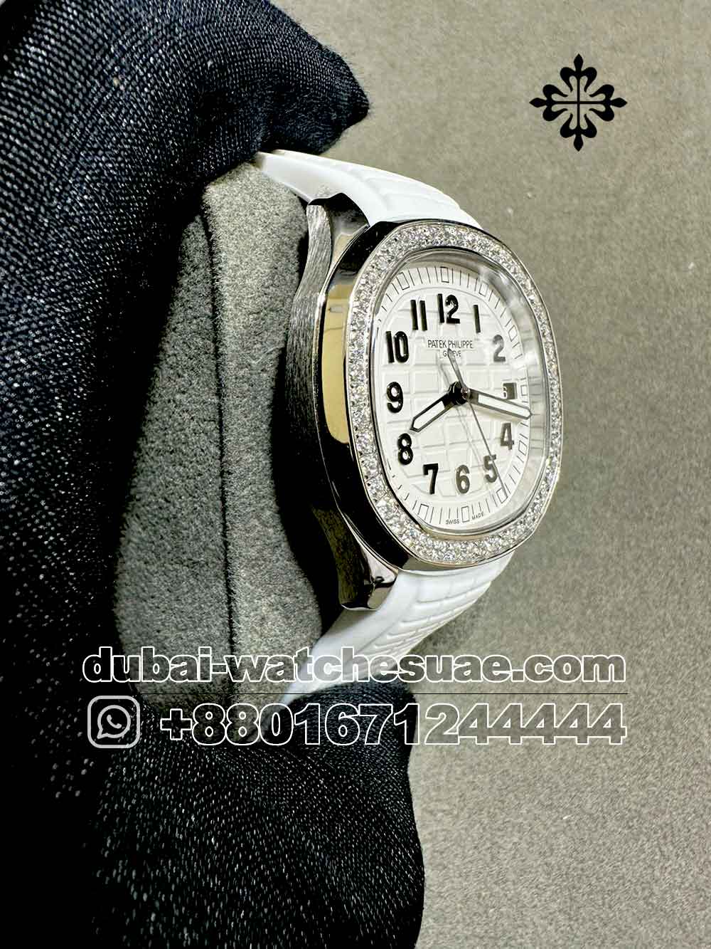 4-b REplica Patek Philippe 5268/200R-001 Silver Bezel With Zircon Stone and White Dial